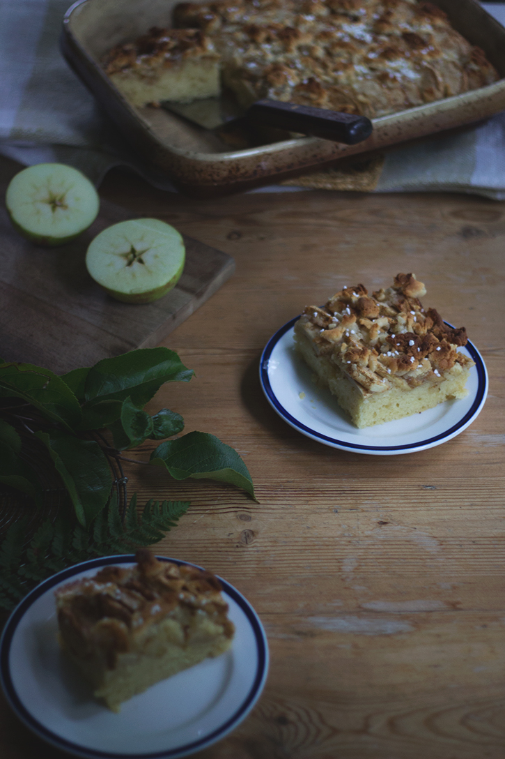 Schwedischer Apfelkuchen vom Blech: Saftiger Apfel-Blechkuchen aus Rührteig. Holunderweg18
