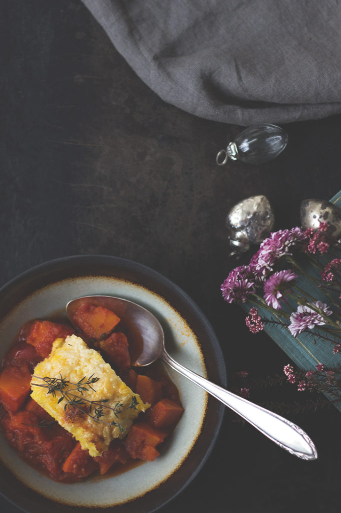 Kürbisragout mit gratinierter Polenta